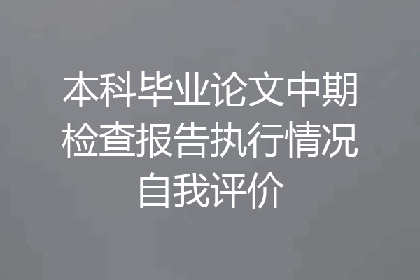 本科毕业论文中期检查报告执行情况自我评价