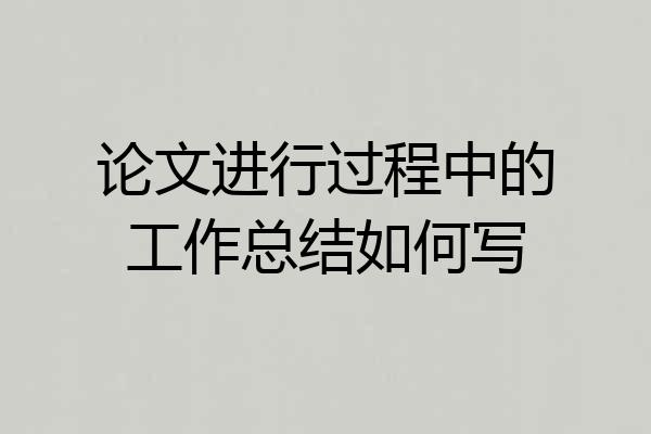 论文进行过程中的工作总结如何写