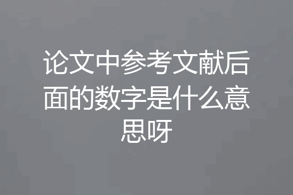 论文中参考文献后面的数字是什么意思呀