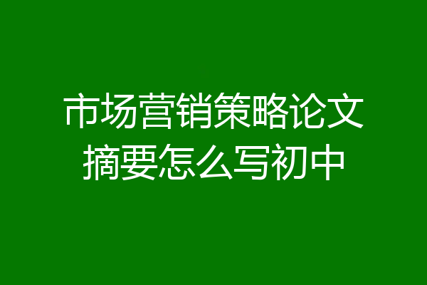 市场营销策略论文摘要怎么写初中