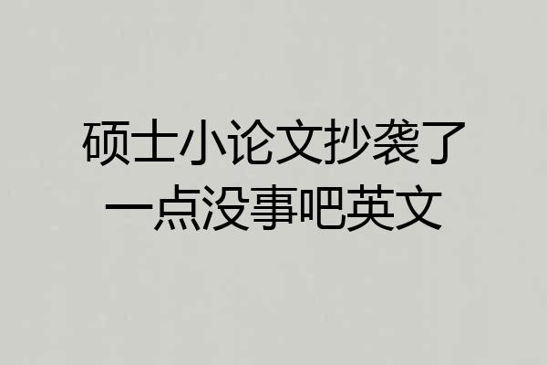 硕士小论文抄袭了一点没事吧英文