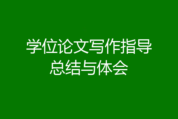 学位论文写作指导总结与体会