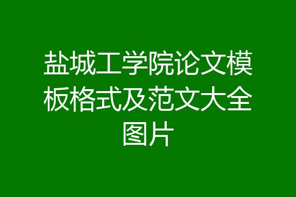 盐城工学院论文模板格式及范文大全图片