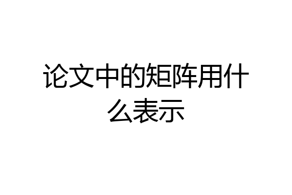 论文中的矩阵用什么表示