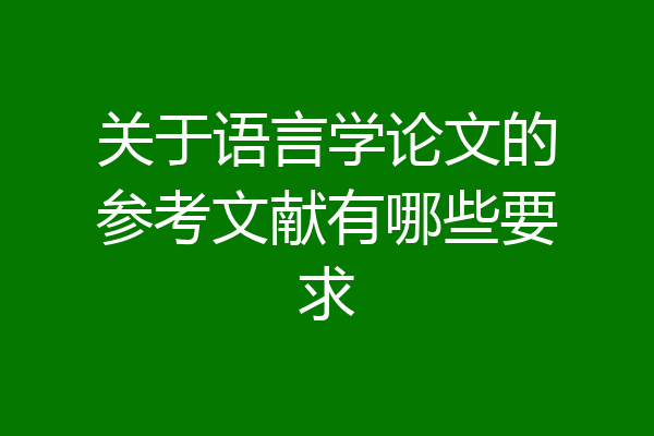 关于语言学论文的参考文献有哪些要求