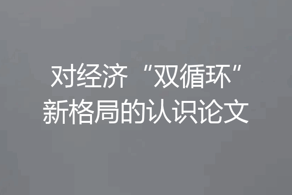 对经济“双循环”新格局的认识论文