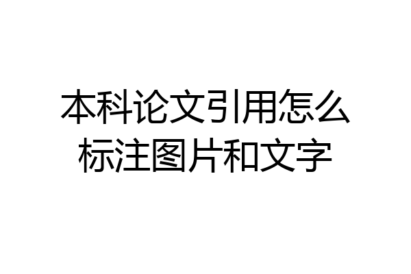 本科论文引用怎么标注图片和文字