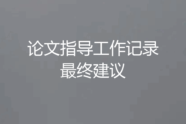 论文指导工作记录最终建议