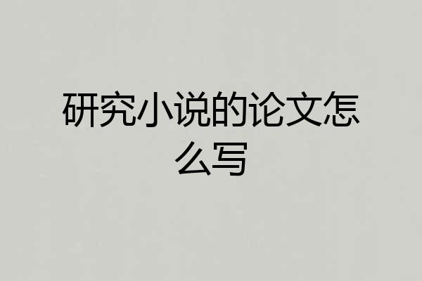研究小说的论文怎么写