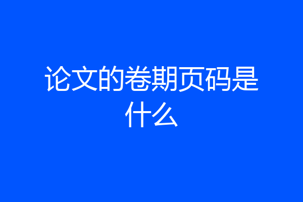 论文的卷期页码是什么