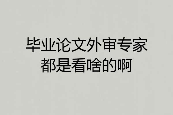 毕业论文外审专家都是看啥的啊