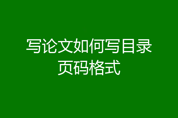 写论文如何写目录页码格式