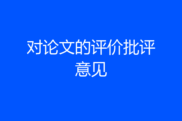 对论文的评价批评意见