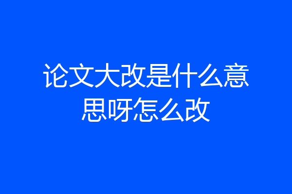 论文大改是什么意思呀怎么改