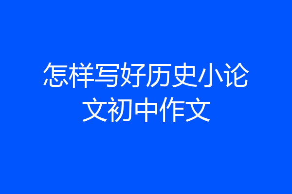 怎样写好历史小论文初中作文