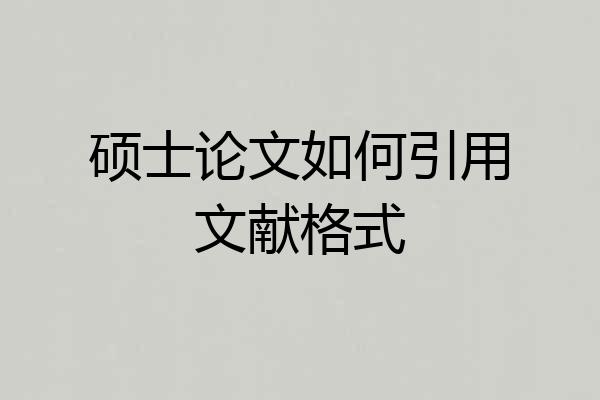 硕士论文如何引用文献格式
