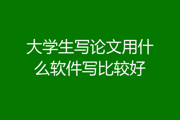 大学生写论文用什么软件写比较好