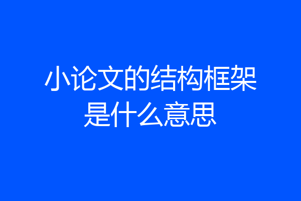 小论文的结构框架是什么意思
