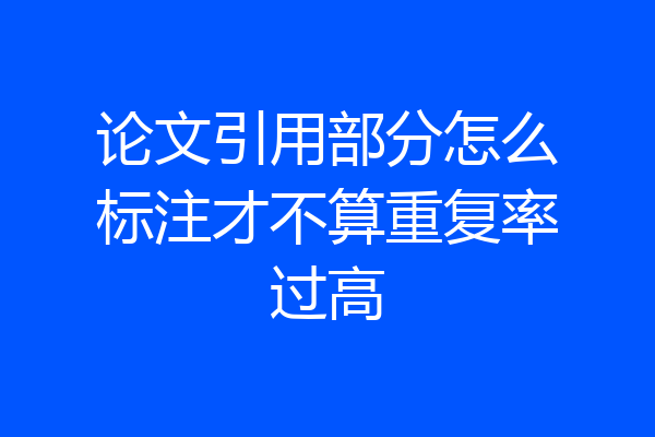 论文引用部分怎么标注才不算重复率过高