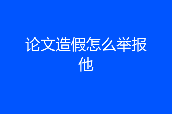 论文造假怎么举报他