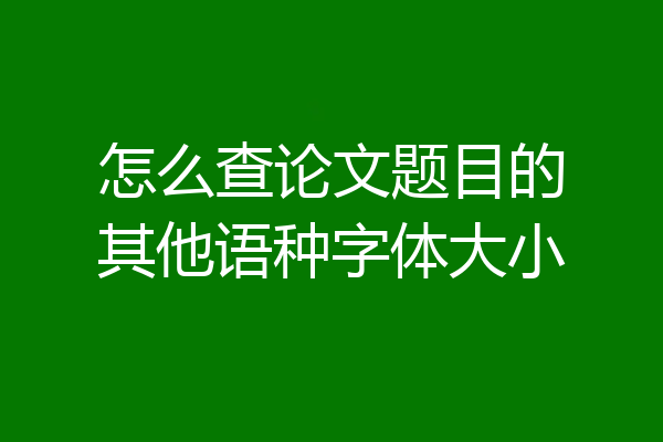 怎么查论文题目的其他语种字体大小