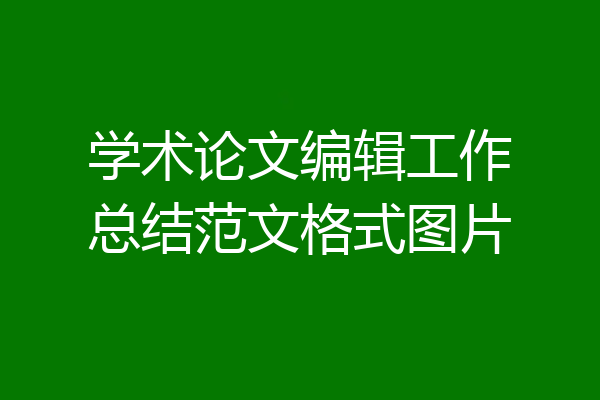 学术论文编辑工作总结范文格式图片