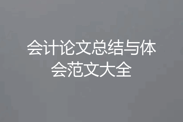 会计论文总结与体会范文大全