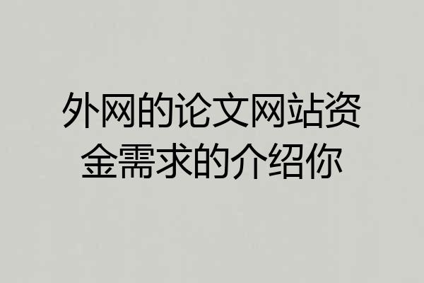 外网的论文网站资金需求的介绍你