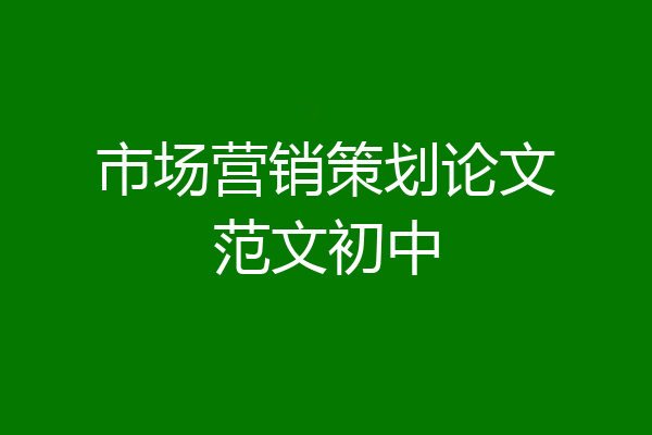 市场营销策划论文范文初中