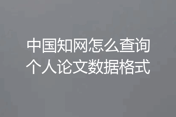 中国知网怎么查询个人论文数据格式