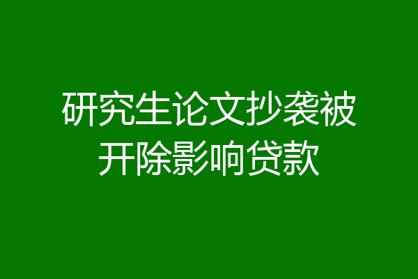 研究生论文抄袭被开除影响贷款