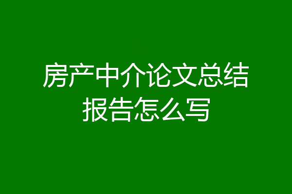 房产中介论文总结报告怎么写
