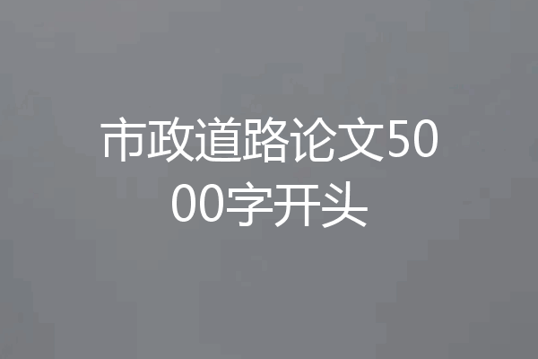 市政道路论文5000字开头