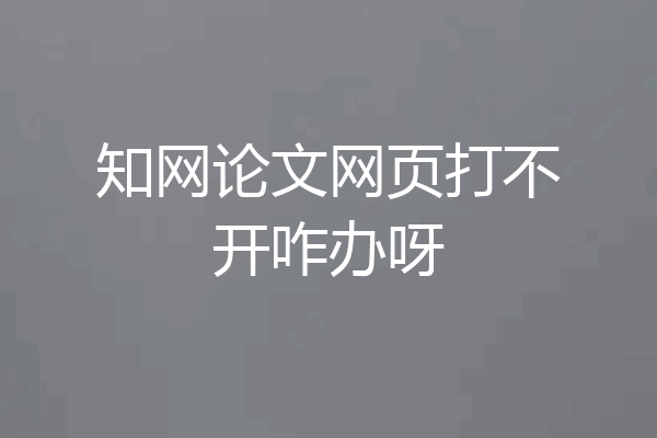 知网论文网页打不开咋办呀