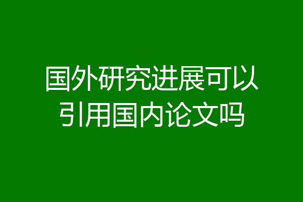 国外研究进展可以引用国内论文吗
