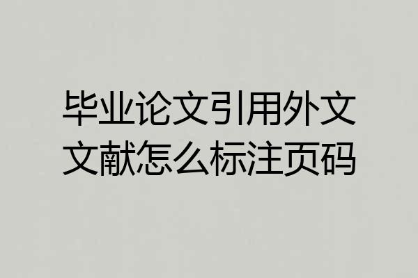 毕业论文引用外文文献怎么标注页码