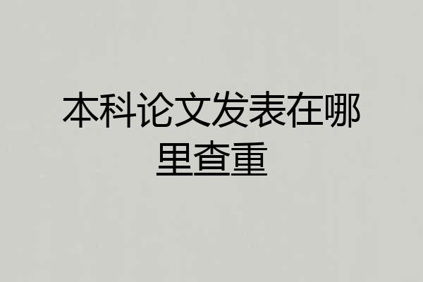 本科论文发表在哪里查重