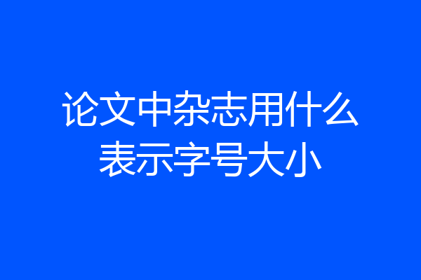 论文中杂志用什么表示字号大小