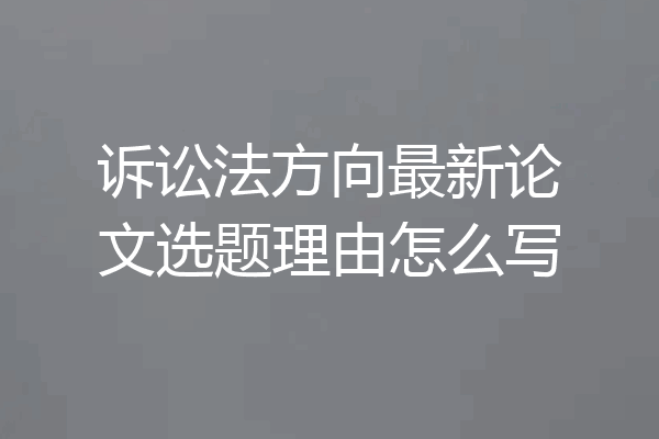 诉讼法方向最新论文选题理由怎么写