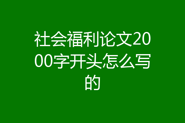 社会福利论文2000字开头怎么写的