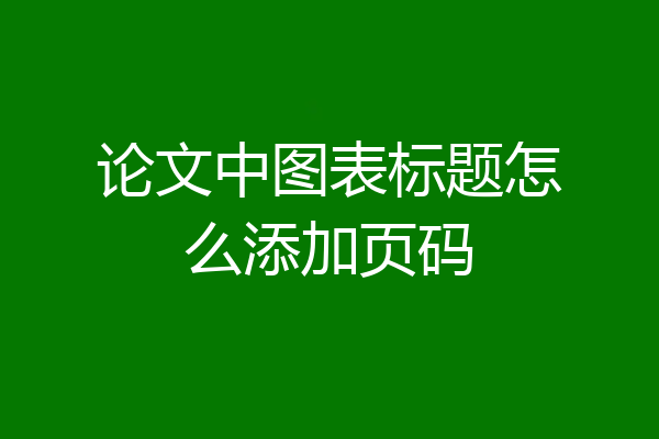 论文中图表标题怎么添加页码