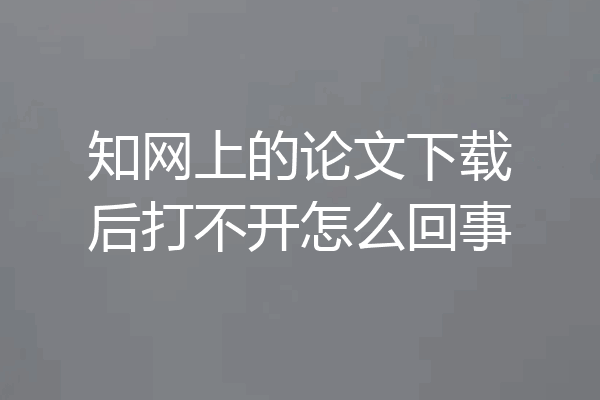 知网上的论文下载后打不开怎么回事