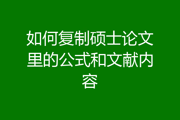 如何复制硕士论文里的公式和文献内容