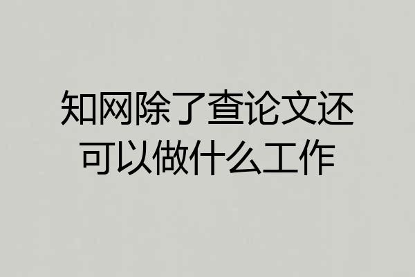 知网除了查论文还可以做什么工作