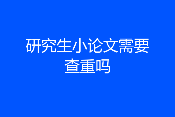 研究生小论文需要查重吗