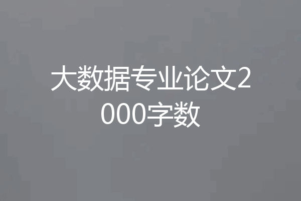 大数据专业论文2000字数