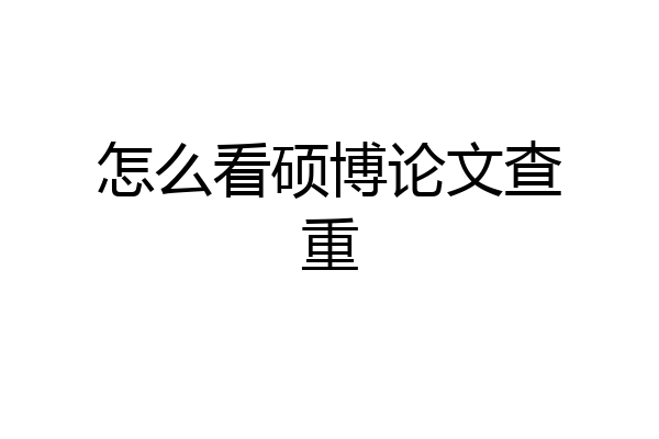怎么看硕博论文查重