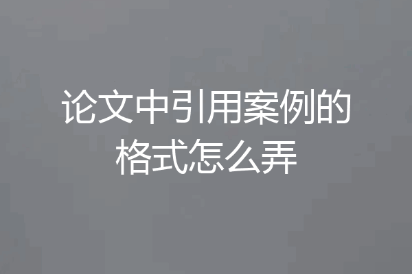 论文中引用案例的格式怎么弄