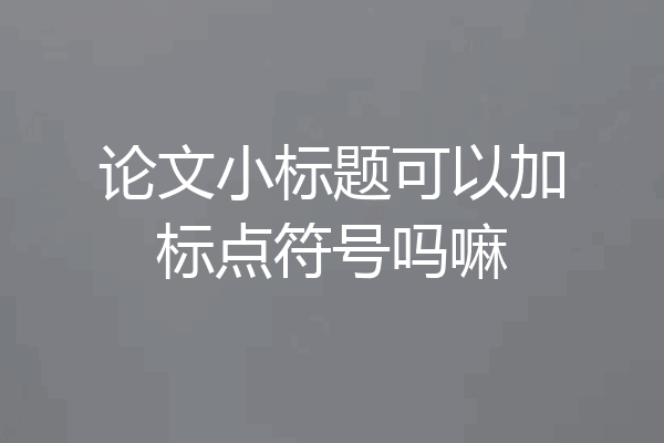 论文小标题可以加标点符号吗嘛