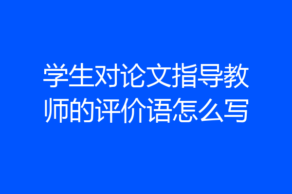 学生对论文指导教师的评价语怎么写